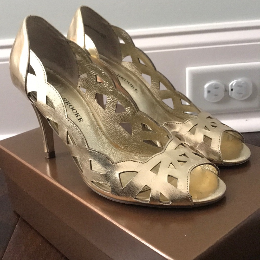 Gold cut-out design heels